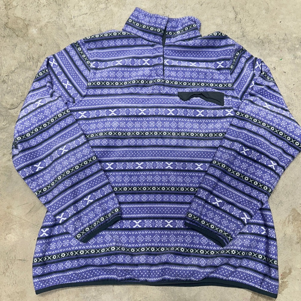 Jachs Cabin Mens XL Purple Fleece Quarter‎ Zip Pullover Sweater Jacket Aztec
